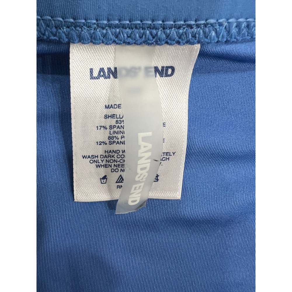 Lands End Blue High‎ Waisted Bikini Bottoms Women 16W Solid Swim Briefs - Picture 2 of 3